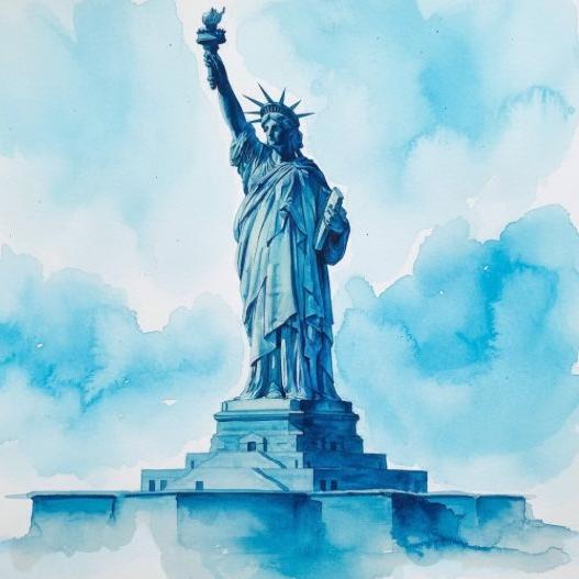 Blue Watercolor Painting - Image 3